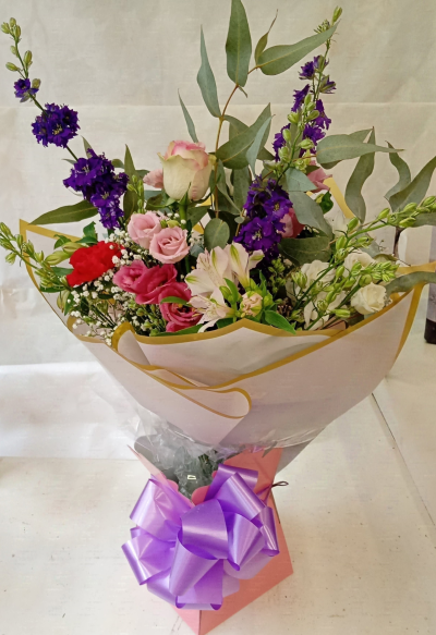 Florist Secret Garden Mixed Flower Bouquet - Florist secret garden a bouquet mix of pink, purple, cream flowers hand crafted by Newton Abbot florist Glorious Veronicas same day delivery available around the area