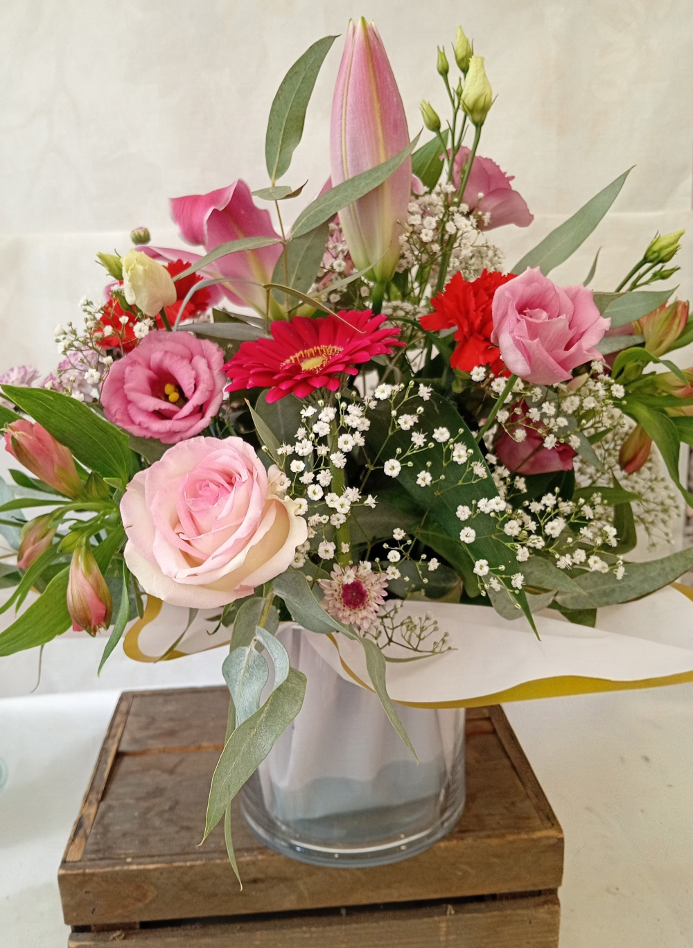 Pink Lily Garden- Fresh Flowers in a Glass Vase